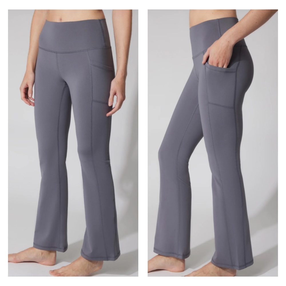 Yogalicious Women's Gray Flare Pocket Leggings